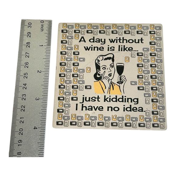 Primitives by Kathy Stoneware Cork Bottom Cute Wine Coaster - Picture 5 of 5